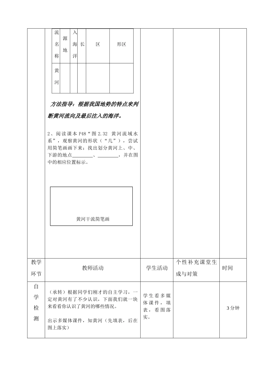 山东地区地理学科人教新课标八年级上册第二章第三节第二个标题黄河的治理教案 山东省八年级地理学科第二章教案课件人教版 山东省八年级地理学科第二章教案课件人教版_第3页