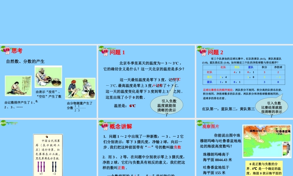 中学七年级数学上册 1.1 正数和负数课件(1) (新版)新人教版 课件