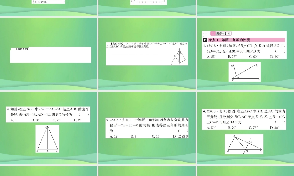 中考数学复习 第四单元 图形的初步认识与三角形 第15讲 等腰三角形课件