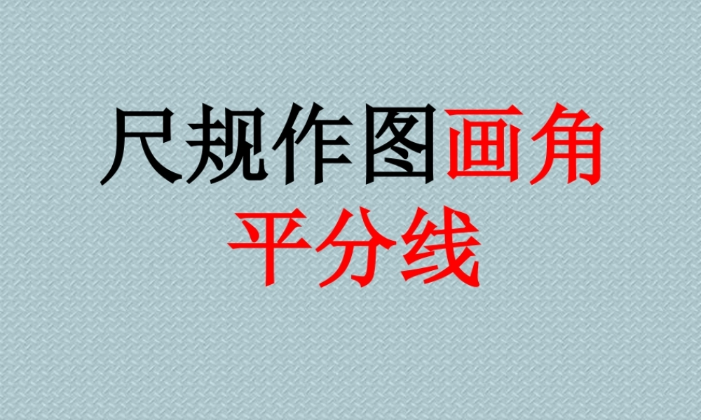 初中数学尺规作图画角平分线 新课标 华东师大版 课件