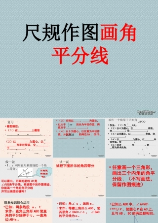 初中数学尺规作图画角平分线 新课标 华东师大版 课件