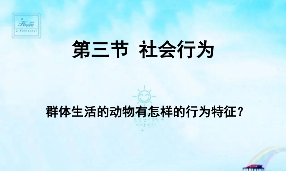 八年级生物 第三节 社会行为课件2 八年级生物 第三节 社会行为课件[整理两套] 八年级生物 第三节 社会行为课件[整理两套]