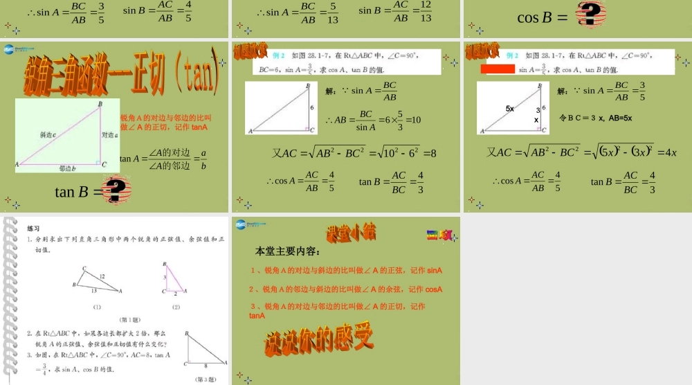 九年级数学下册 281 锐角三角函数课件6 新人教版 课件