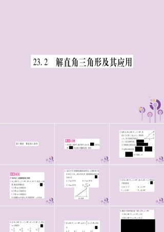 九年级数学上册 第23章 解直角三角形 232 解直角三角形及其应用 第1课时 解直角三角形作业课件 (新版)沪科版 课件