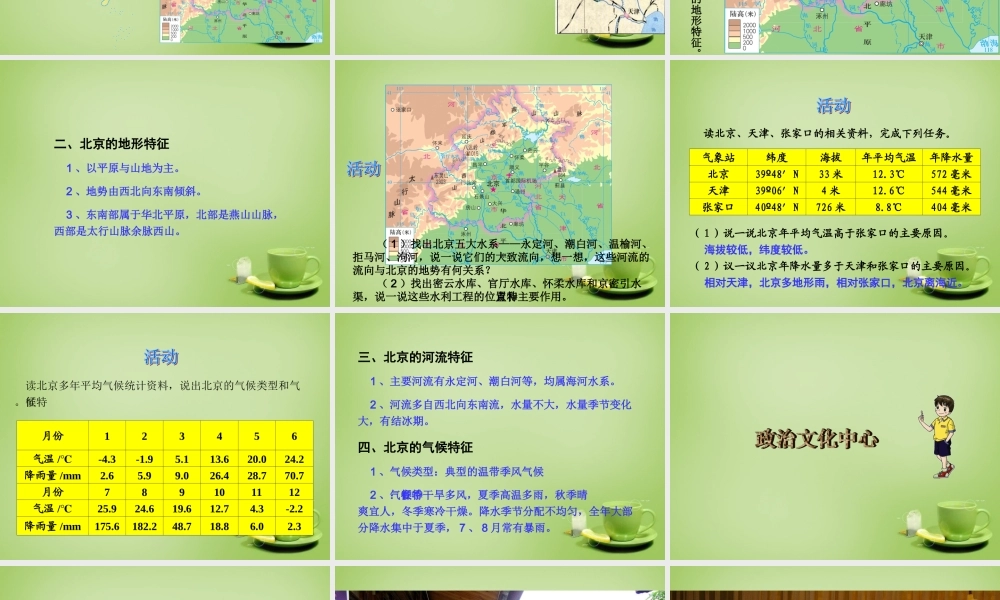 八年级地理下册(8.1 北京的城市特征与建设成就)课件 (新版)湘教版 课件