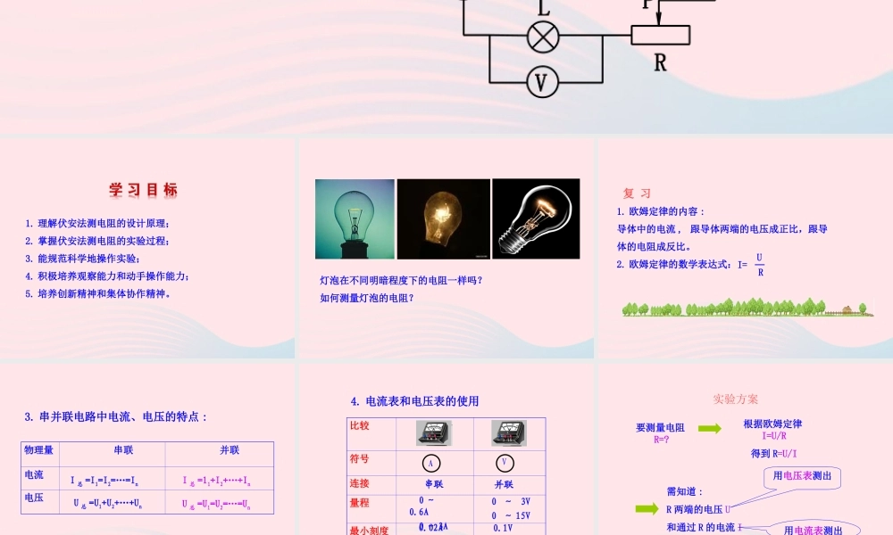 九年级物理全册 第十五章 第三节 伏安法测电阻课件 (新版)沪科版 九年级物理全册 第十五章 第三节 伏安法测电阻课件+素材(新版)沪科版