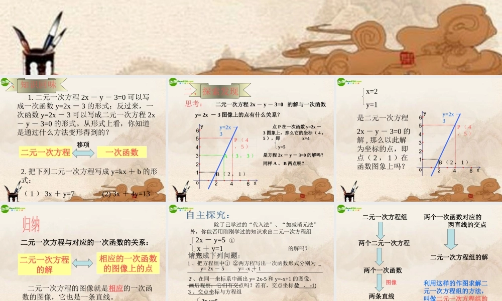 八年级数学上册 13.4二元一次方程组的图象解法课件 沪科版 课件