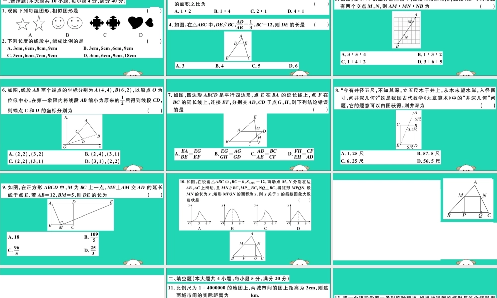九年级数学下册 第27章 相似检测卷习题讲评课件 (新版)新人教版 课件