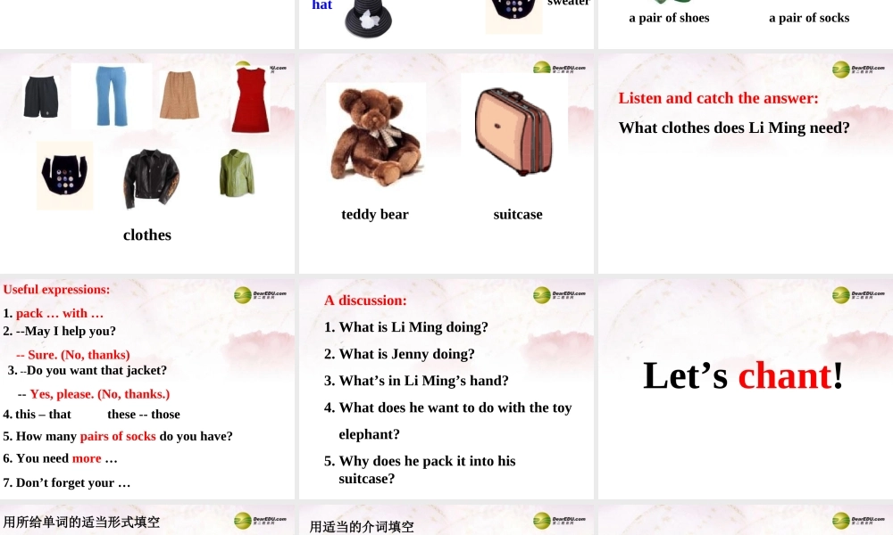 中学七年级英语下册 Lesson 6 Li Ming Packs His Suitcase课件 冀教版 课件