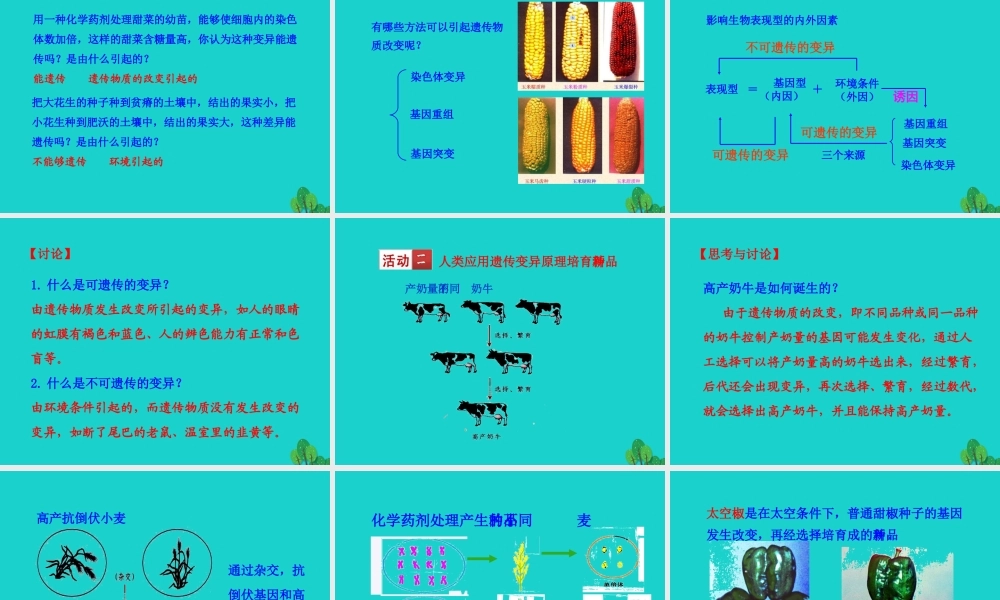 八年级生物下册 7.2.5 生物的变异课件(新版)新人教版 课件