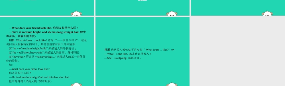 春七年级英语下册 Unit 9 What does he look like(第1课时)Section A(1a 1c)课件 (新版)人教新目标版 课件