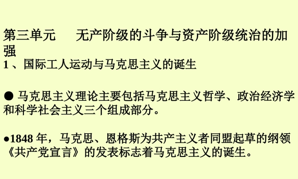 九年级历史无产阶级的斗争与资产阶级统治的加强复习课件
