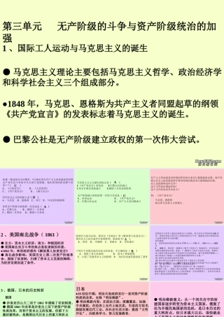 九年级历史无产阶级的斗争与资产阶级统治的加强复习课件