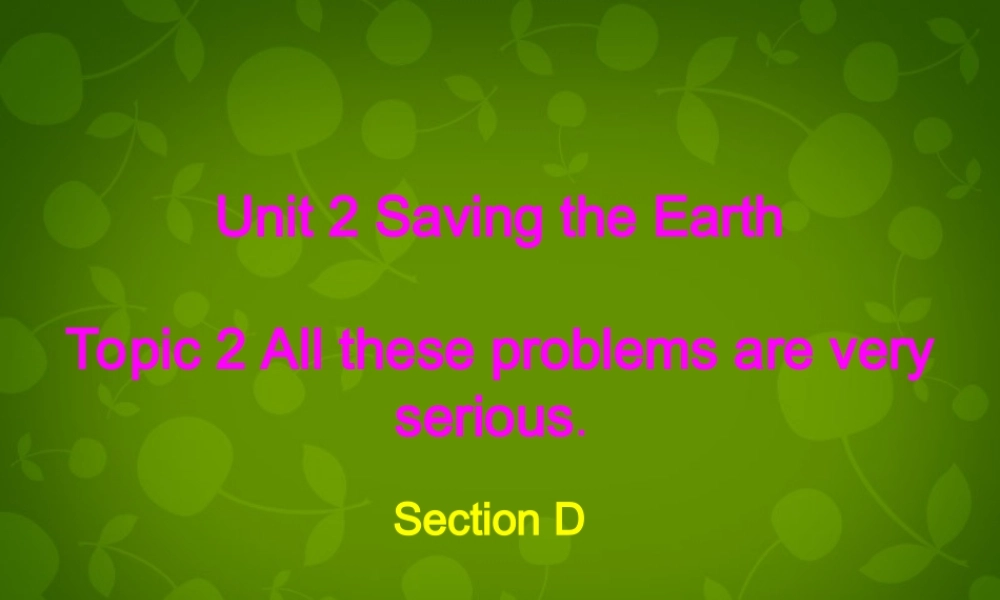 九年级英语上册 Unit 2 Topic 2 All these problems are very serious Section D课件 (新版)仁爱版 课件