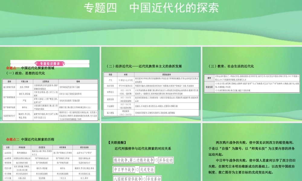 中考历史复习 专题四 中国近代化的探索课件