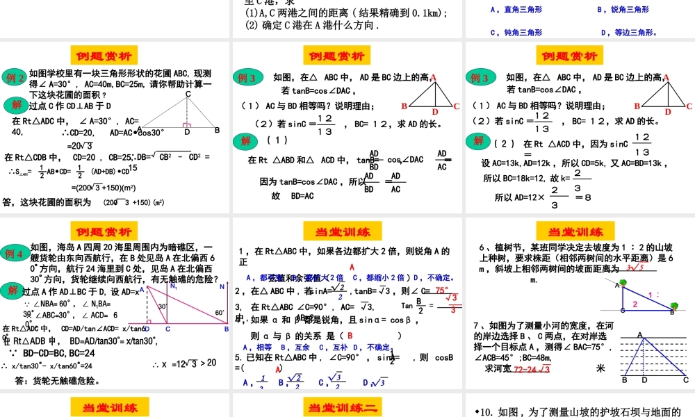 九年级数学解直角三角形复习课件