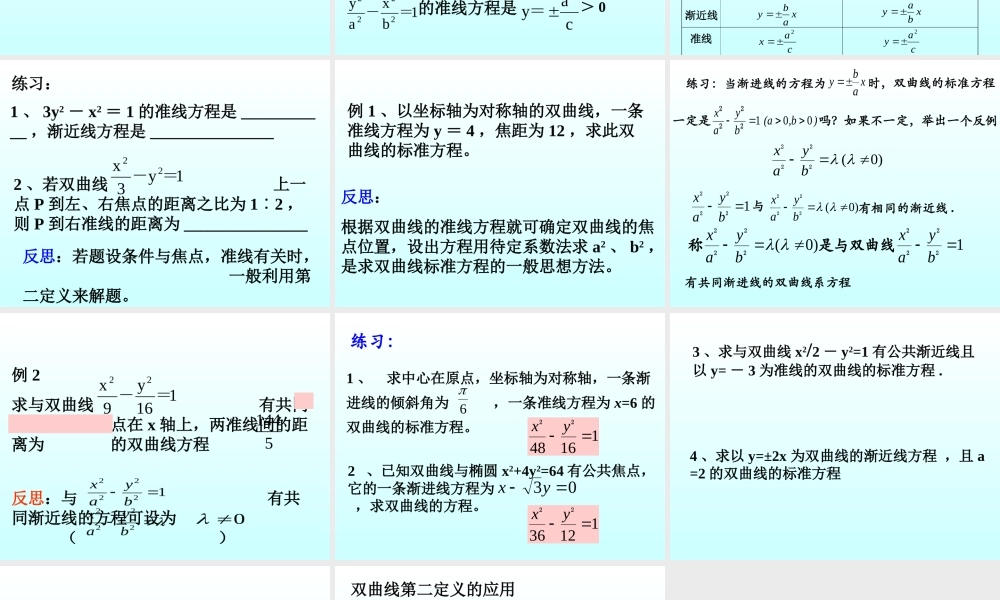 双曲线的几何性质(2) 江苏省通州市高二数学双曲线课件集[整理六套]人教版 江苏省通州市高二数学双曲线课件集[整理六套]人教版