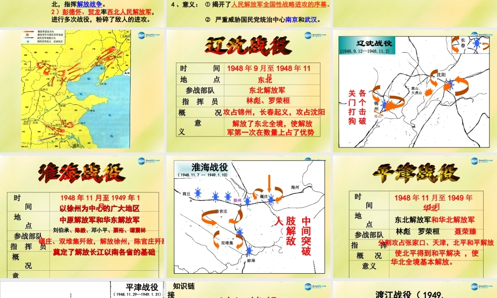 中考历史一轮复习 八上 第五单元人民解放战争的胜利课件 新人教版 课件