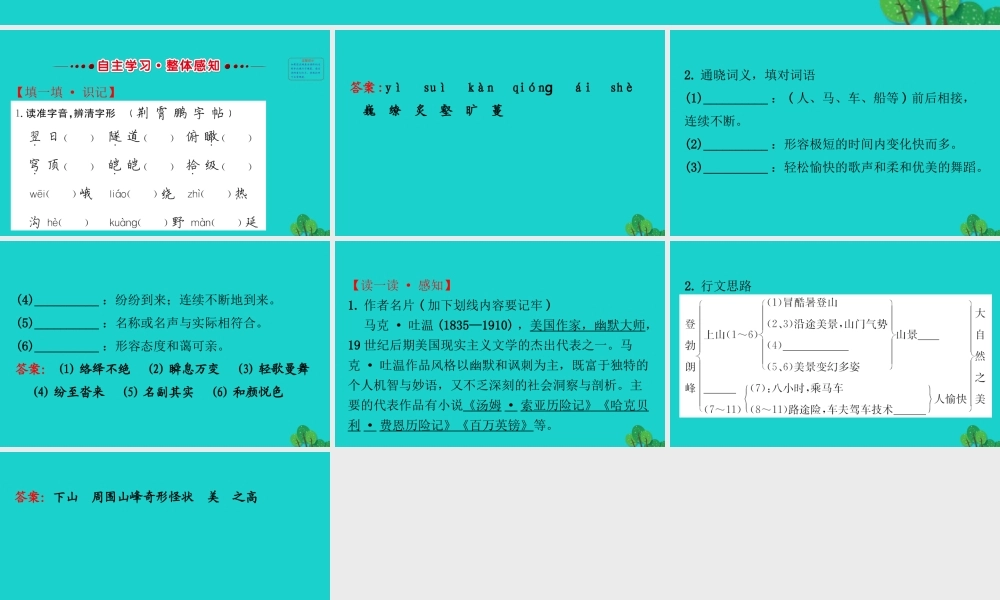八年级语文下册 第五单元 19 登勃朗峰习题课件 新人教版 课件