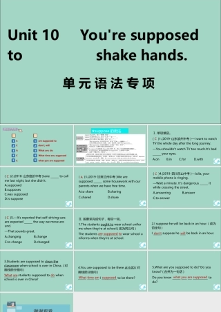九年级英语全册 Unit 10 You re supposed to shake hands单元语法专项作业课件 (新版)人教新目标版 课件