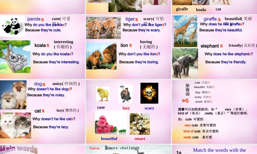 中学七年级英语下册(Unit 5 Why do you like pandas)课件 (新版)人教新目标版 课件