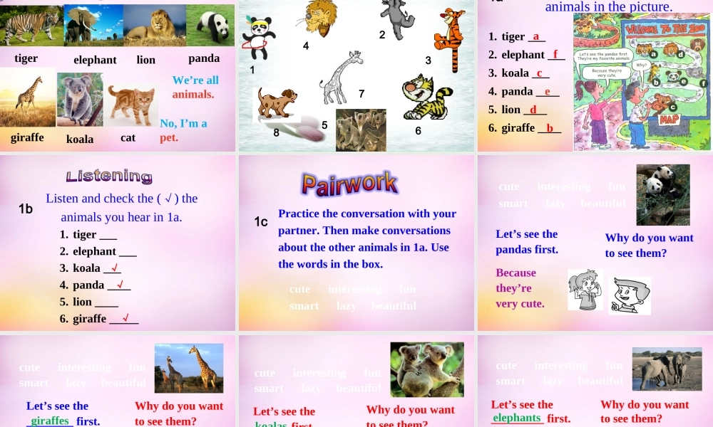 中学七年级英语下册(Unit 5 Why do you like pandas)课件 (新版)人教新目标版 课件