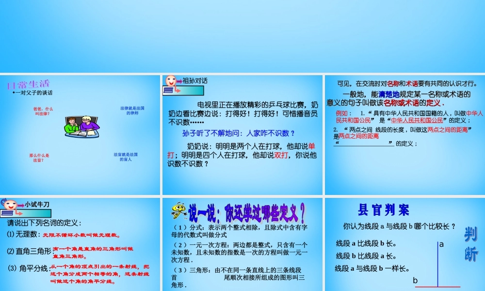 八年级数学上册 1.2 定义与命题(一)课件 (新版)浙教版 课件