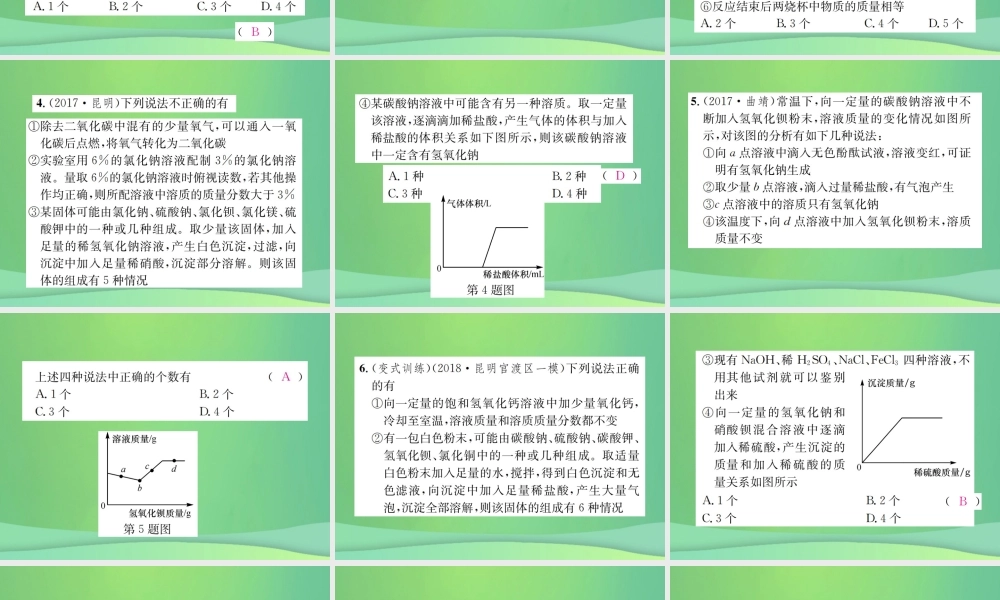 中考化学总复习 题型复习(二)多结论选填题课件