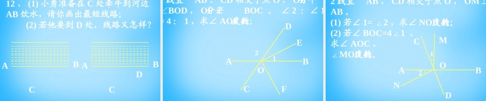中学七年级数学下册 第五章 相交线与平行线小结与复习课件1 新人教版 课件
