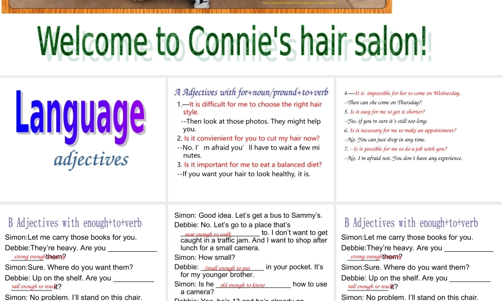 九年级英语上：Unit 2 Hair care Language课件上海牛津版 课件