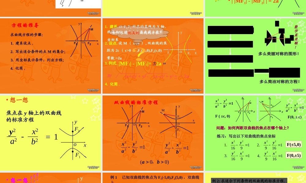 广东省高二数学选修2-1 双曲线的标准方程课件 苏教版 课件