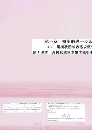 九年级数学上册 31 用树状图或表格求概率 第1课时 用树状图或表格求随机事件的概率练习课件 (新版)北师大版 课件