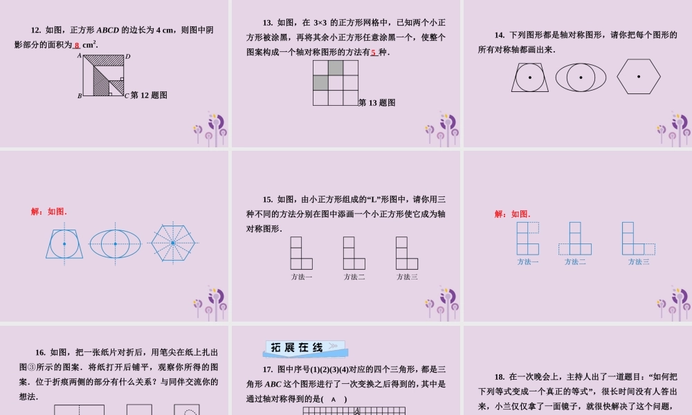 七年级数学下册 第5章(轴对称与旋转)5.1 轴对称 5.1.1 轴对称图形习题课件 (新版)湘教版 课件
