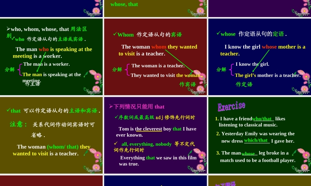 九年级英语Unit6 定语从句专题课件 人教新目标版 课件