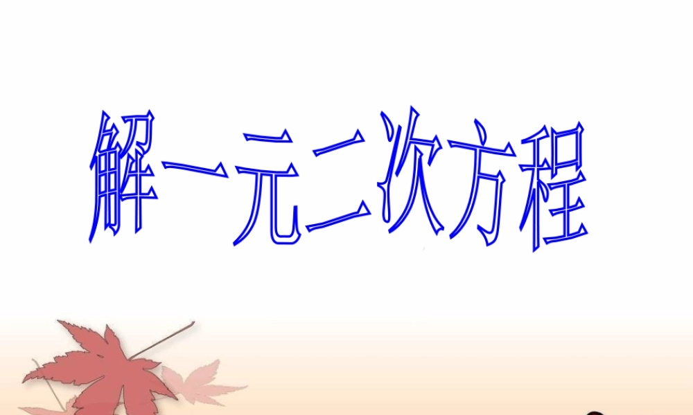九年级数学解一元二次方程课件