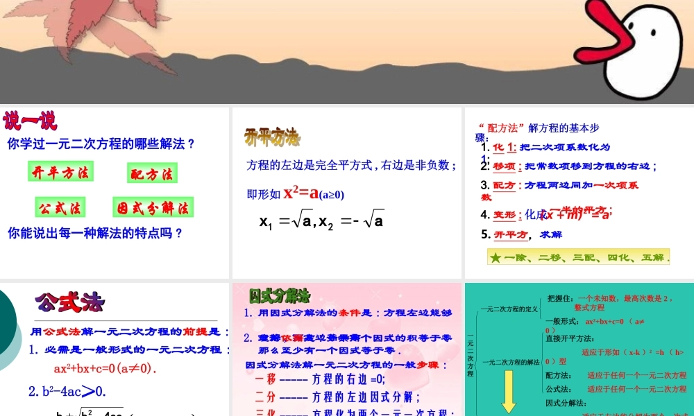 九年级数学解一元二次方程课件