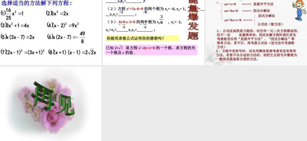 九年级数学解一元二次方程课件