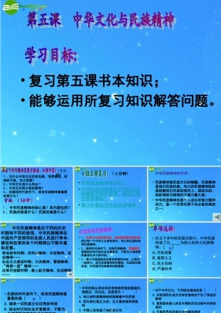 九年级政治 民族文化和民族精神复习课课件 人教新课标版 课件