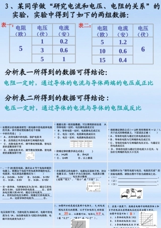 八年级科学上册 电流 电压和电阻的关系课件 浙教版 课件