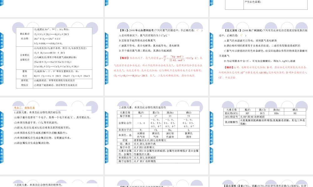 届高三化学一轮复习精品课件：(氯及卤族元素) 试题