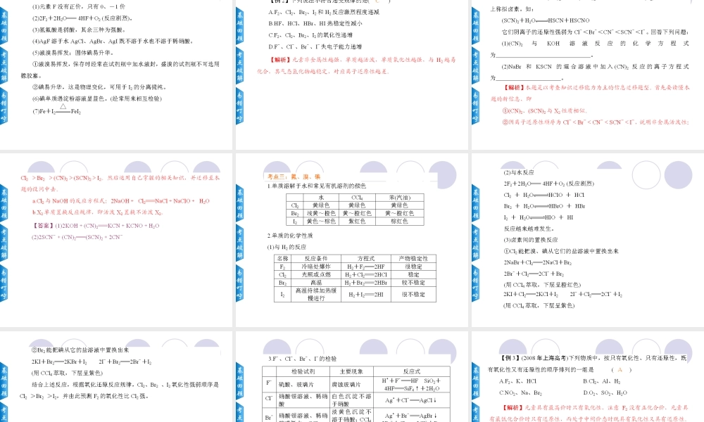 届高三化学一轮复习精品课件：(氯及卤族元素) 试题