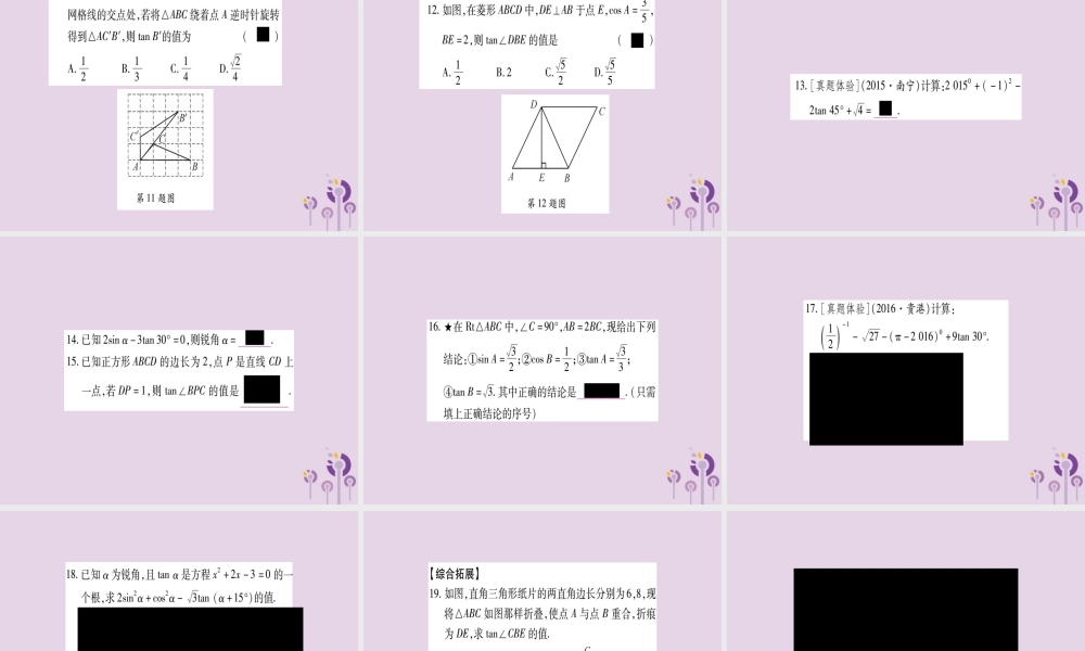 九年级数学上册 第4章 锐角三角函数 42 正切作业课件 (新版)湘教版 课件