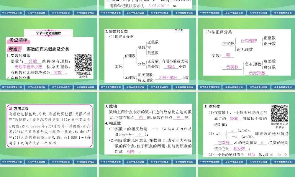 中考数学复习 第1章 数与式 第1课时 实数的有关概念(精讲)课件