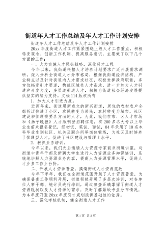 街道年人才工作总结及年人才工作计划安排_1