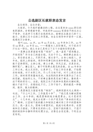 公选副区长就职表态发言