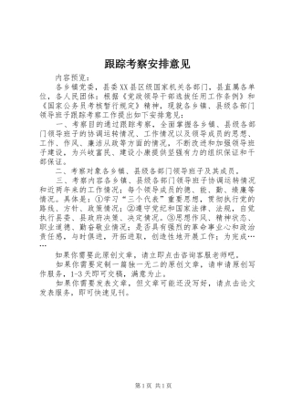 跟踪考察安排意见