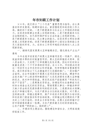 年市妇联工作计划