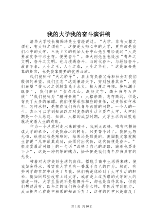我的大学我的奋斗演讲稿