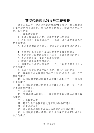 贯彻代表意见的办理工作安排