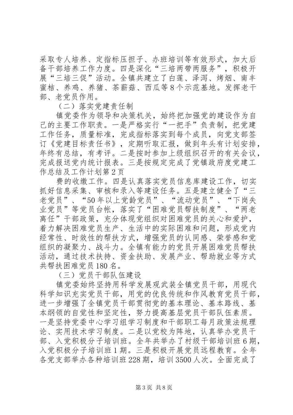 镇政府度党建工作总结及工作计划_第3页